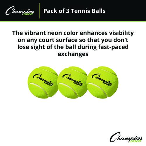ennis Balls, 2.5" Diameter, Yellow, 3/Pack