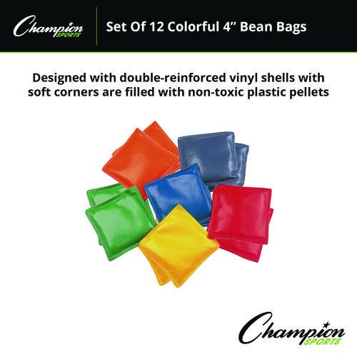 Bean Bag Set, Vinyl, 4", Assorted Colors, 12/Box