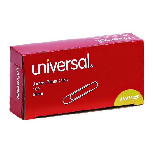 Paper Clips, Jumbo, Smooth, Silver, 100 Clips/Box, 10 Boxes/Pack