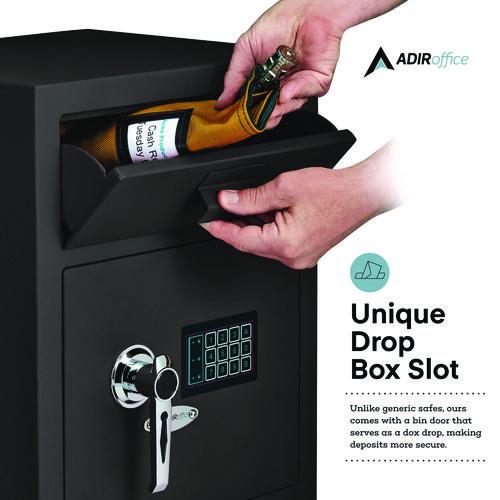 1.1 cu ft Steel Digital Secure Money Deposit Safe with Digital keypad, 15.3 x 13.5 x 19, Black