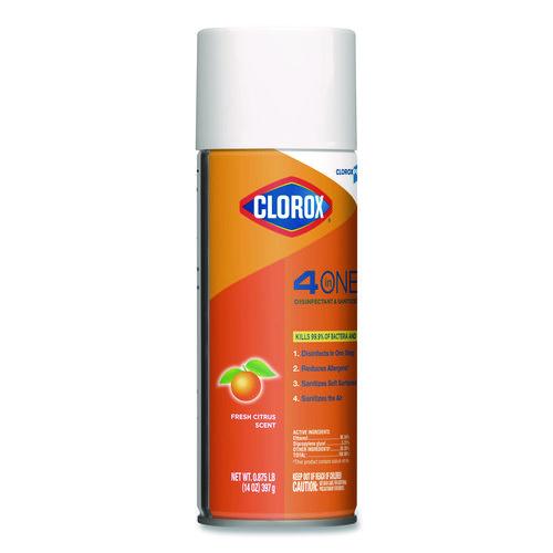 4-in-One Disinfectant and Sanitizer, Citrus, 14 oz Aerosol Spray, 12/Carton