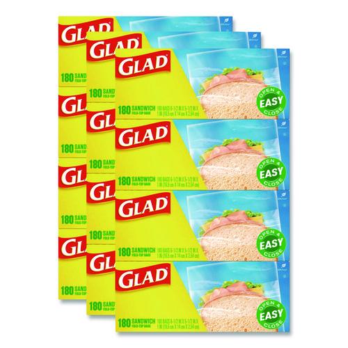 Fold Top Food Storage Plastic Sandwich Bags, 6.5 x 5.5, Clear, 180 Bags/Box, 12 Boxes/Carton
