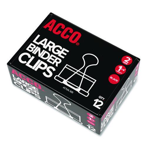 Binder Clips, Large, Black/Silver, Dozen