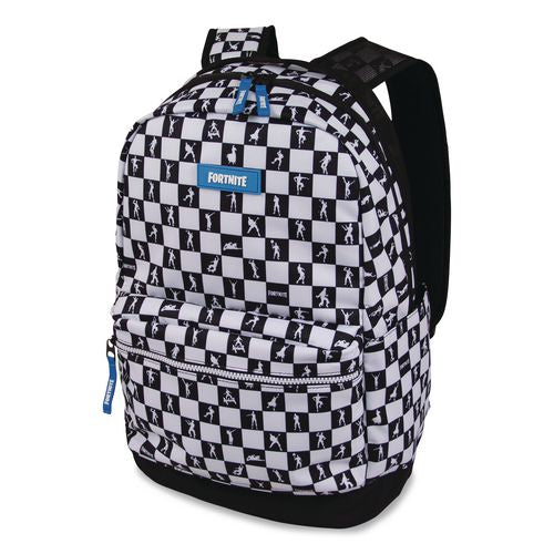 Checkered Multiplier Backpack, Accommodates Laptops Up to 14.9", 12" x 7" x 18", Black/White
