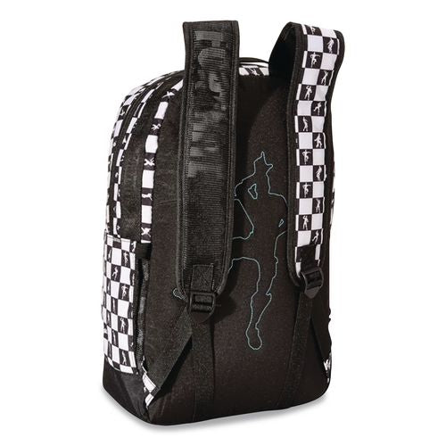 Checkered Multiplier Backpack, Accommodates Laptops Up to 14.9", 12" x 7" x 18", Black/White