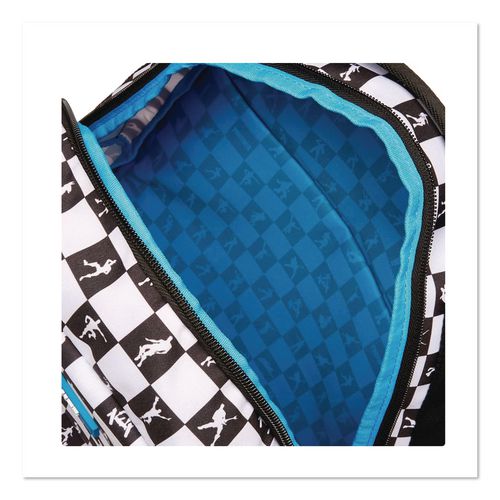 Checkered Multiplier Backpack, Accommodates Laptops Up to 14.9", 12" x 7" x 18", Black/White
