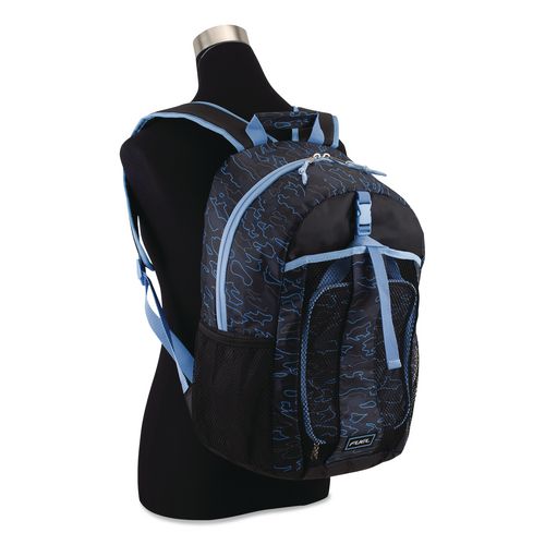 Bijoux Deluxe Backpack and Lunch Bag Bundle, 15.5" Laptop Sleeve, 12" x 8" x 18.5" and 7.5" x 4.25" x 9", Black/Blue Camo