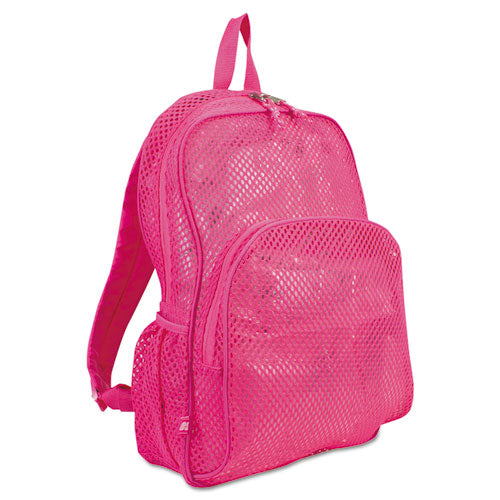 Mesh Backpack, Fits Devices Up to 17", Polyester, 12 x 5 x 18, Clear/English Rose