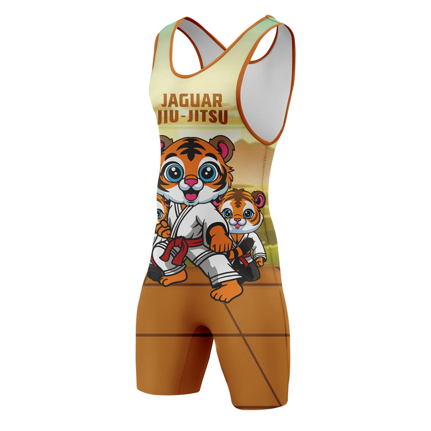 Rocky Satin Tiger - Premium Wrestling & BJJ Singlet Kids Adults Unisex