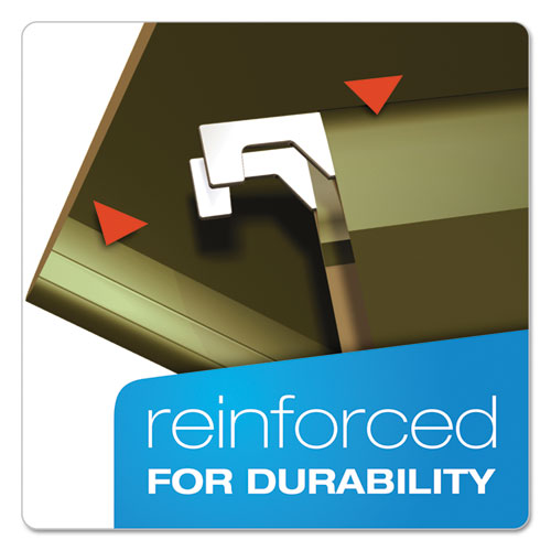 Extra Capacity Reinforced Hanging File Folders with Box Bottom, 2" Capacity, Letter Size, 1/5-Cut Tabs, Green, 25/Box