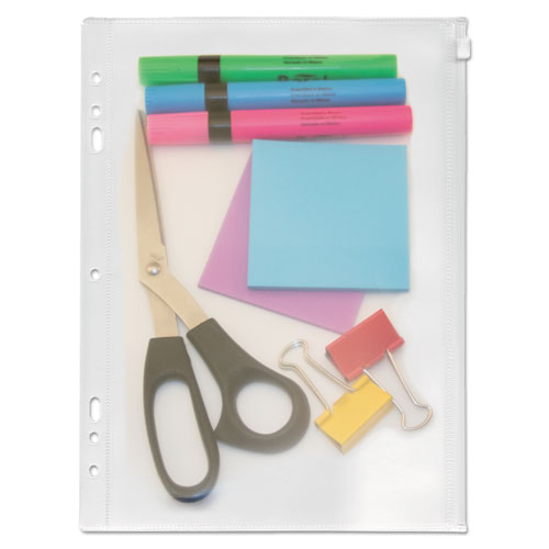 Zip-All Ring Binder Pocket, 2- to 7-Hole Punched, 8.5" x 11", Clear