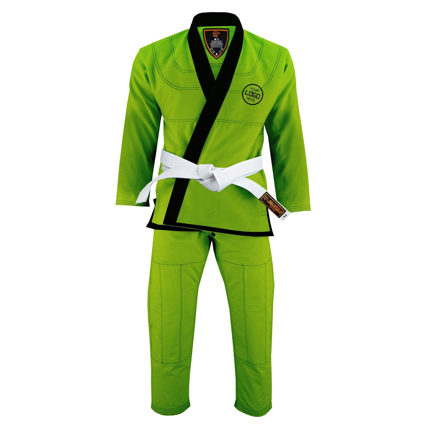 Jaguar Royal Series Lime Green- Custom Name & Logo Brazilian Jiu Jitsu BJJ Gi For Kids & Adults