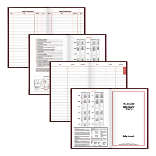 Standard Diary Daily Diary, 2026 Edition, Wide/Legal Rule, Red Cover, (200) 12 x 7.75 Sheets