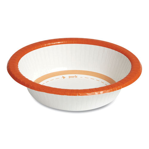 Heavy-Weight Paper Bowls, 12 oz, White/Orange, 125/Pack, 4 Packs/Carton