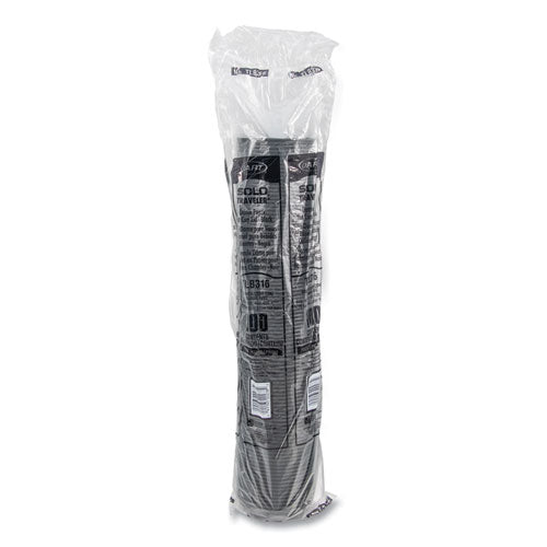 Traveler Cappuccino Style Dome Lid, Fits 10 oz to 24 oz Hot Cups, Plastic, Black, 100/Sleeve, 10 Sleeves/Carton
