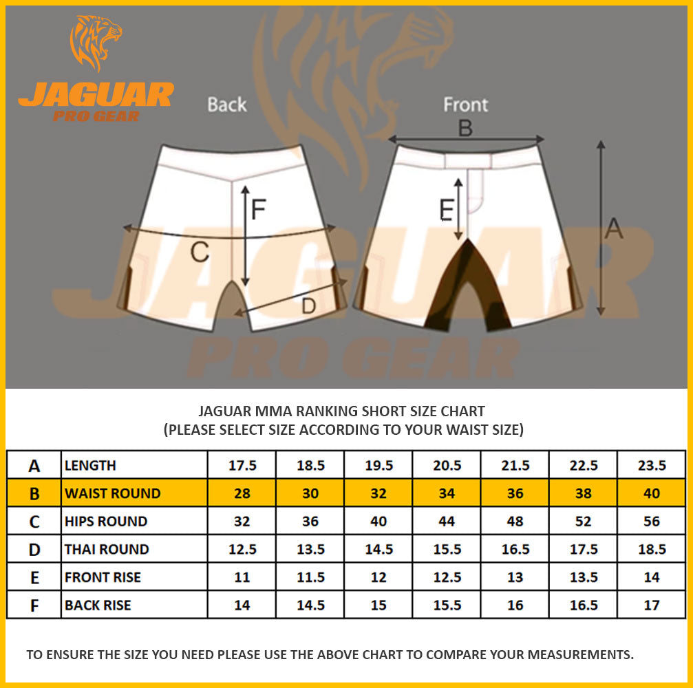 Jaguar Pro Gear - Full Custom Sublimated Blackout MMA Short for Mixed Martial Arts MMA BJJ Muay Thai