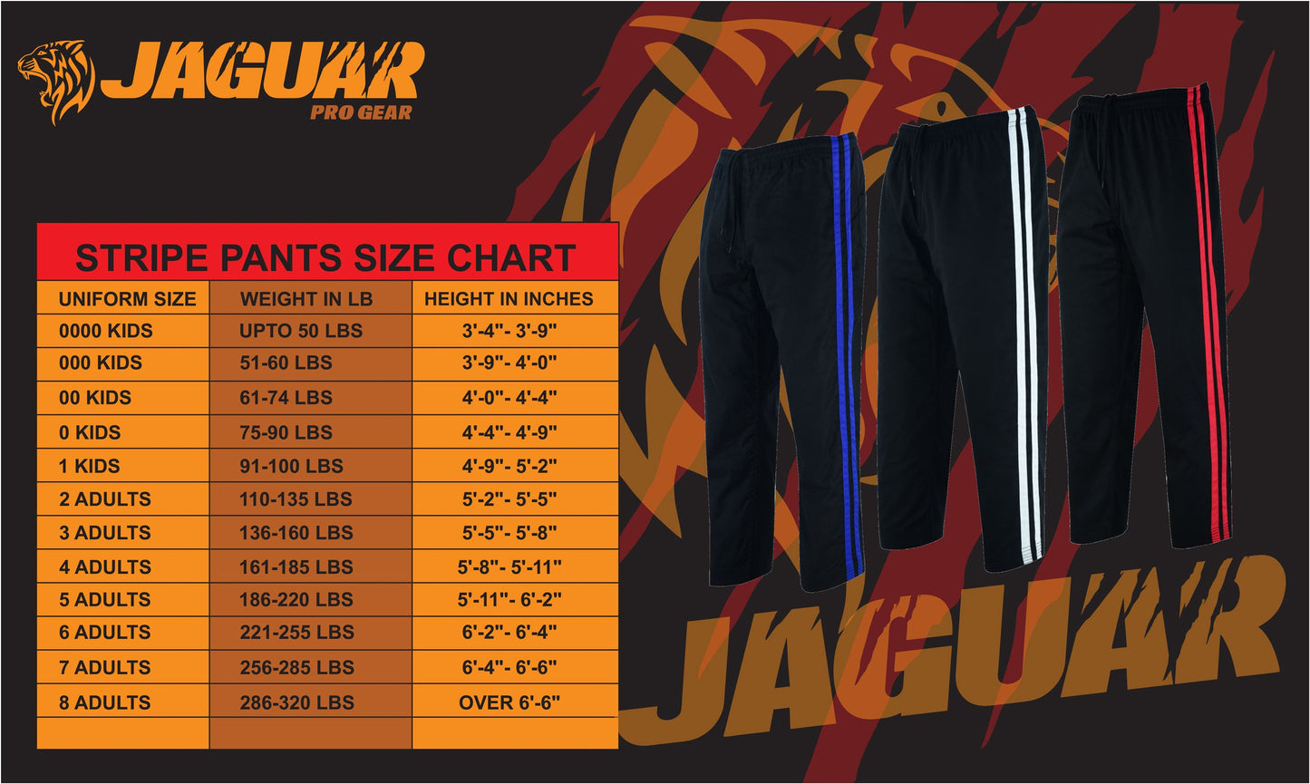 Jaguar Striped Karate Pants For Karate Kick Boxing MMA Muay Thai Martial Arts