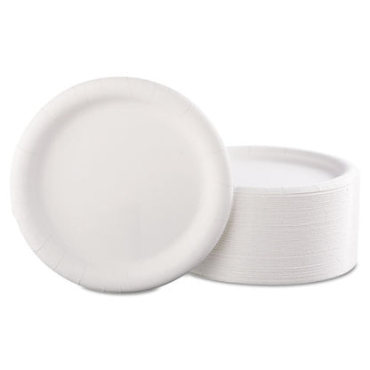 Premium Coated Paper Plates, 9" dia, White, 125/Pack, 4 Packs/Carton