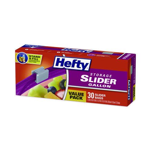 Slider Stand and Fill Food Storage Bags, Gallon, 10.56" x 11", Clear, 30 Bags/Box, 9 Boxes/Carton