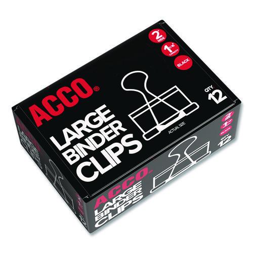 Binder Clips, Large, Black/Silver, Dozen