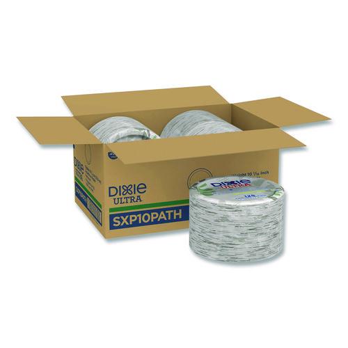 Pathways Soak Proof Shield Heavyweight Paper Plates, WiseSize, 10.13" dia, Green/Burgundy, 500/Carton