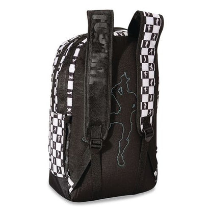 Checkered Multiplier Backpack, Accommodates Laptops Up to 14.9", 12" x 7" x 18", Black/White