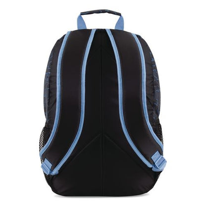 Bijoux Deluxe Backpack and Lunch Bag Bundle, 15.5" Laptop Sleeve, 12" x 8" x 18.5" and 7.5" x 4.25" x 9", Black/Blue Camo
