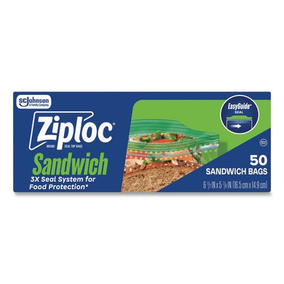 Resealable Sandwich Bags, 6.5" x 5.88", Clear, 50 Bags/Box, 12 Boxes/Carton