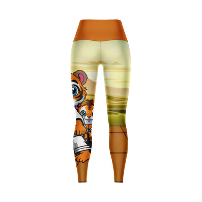 Rocky Satin Tiger - Premium Compression Pant Unisex Workout Yoga And Casual