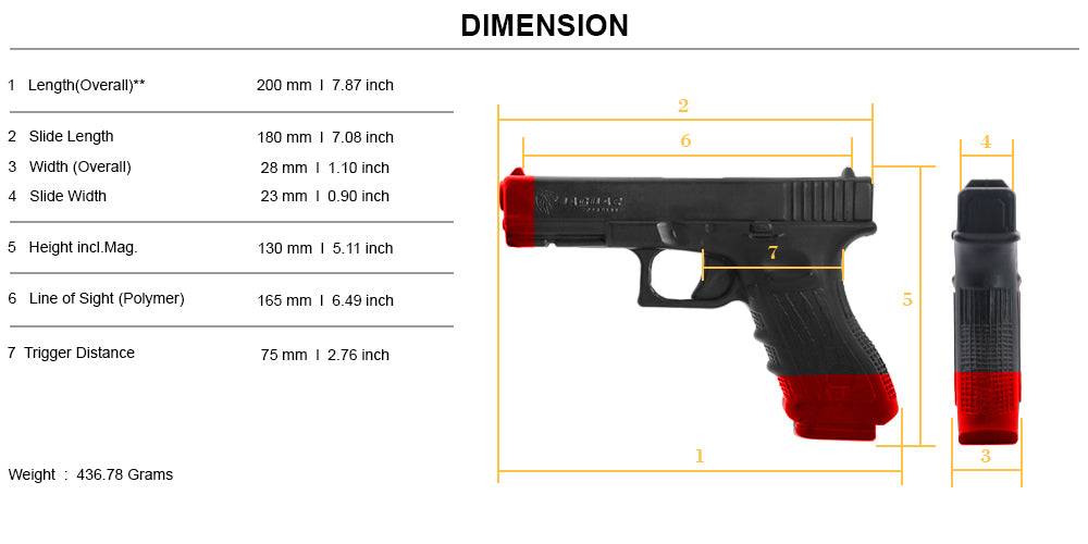 Jaguar PRO Gear - Flexible Hard Rubber Unbreakable Plastic Combat Training Replica DummyGun for Martial Arts & General Training