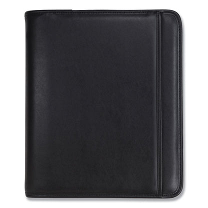 Professional Zippered Pad Holder/Ring Binder, Pockets, Writing Pad, Vinyl Black