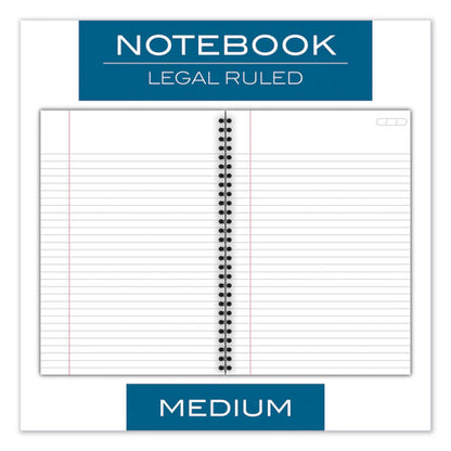 Wirebound Business Notebook, 1-Subject, Wide/Legal Rule, Black Linen Cover, (80) 9.5 x 6.63 Sheets