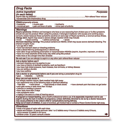 Aspirin Tablets, Two-Pack, 50 Packs/Box