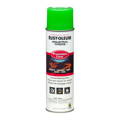 Industrial Choice Precision Line Marking Paint, Fluorescent Green, 17 oz Aerosol Can, 12/Carton