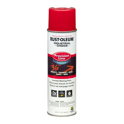 Industrial Choice M1800 System Water-Based Precision Line Marking Paint, Flat Safety Red, 17 oz Aerosol Can, 12/Carton
