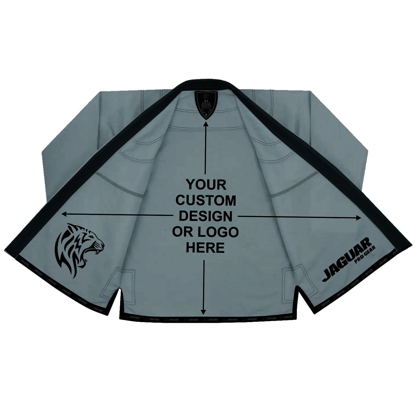 Jaguar Royal Series Grey - Custom Inner Sublimation With Name & Logo - Pro Brazilian Jiu Jitsu BJJ GI