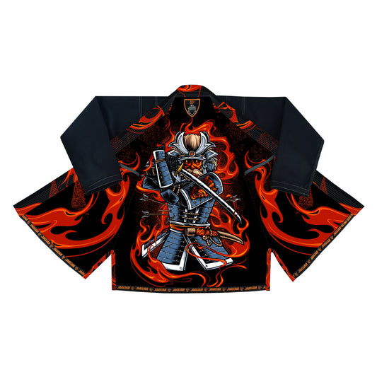 Jaguar Pro Gear - Flaming Samurai Warrior Sublimated - Pro Brazilian Jiu Jitsu Kimono Gi Uniform Unisex