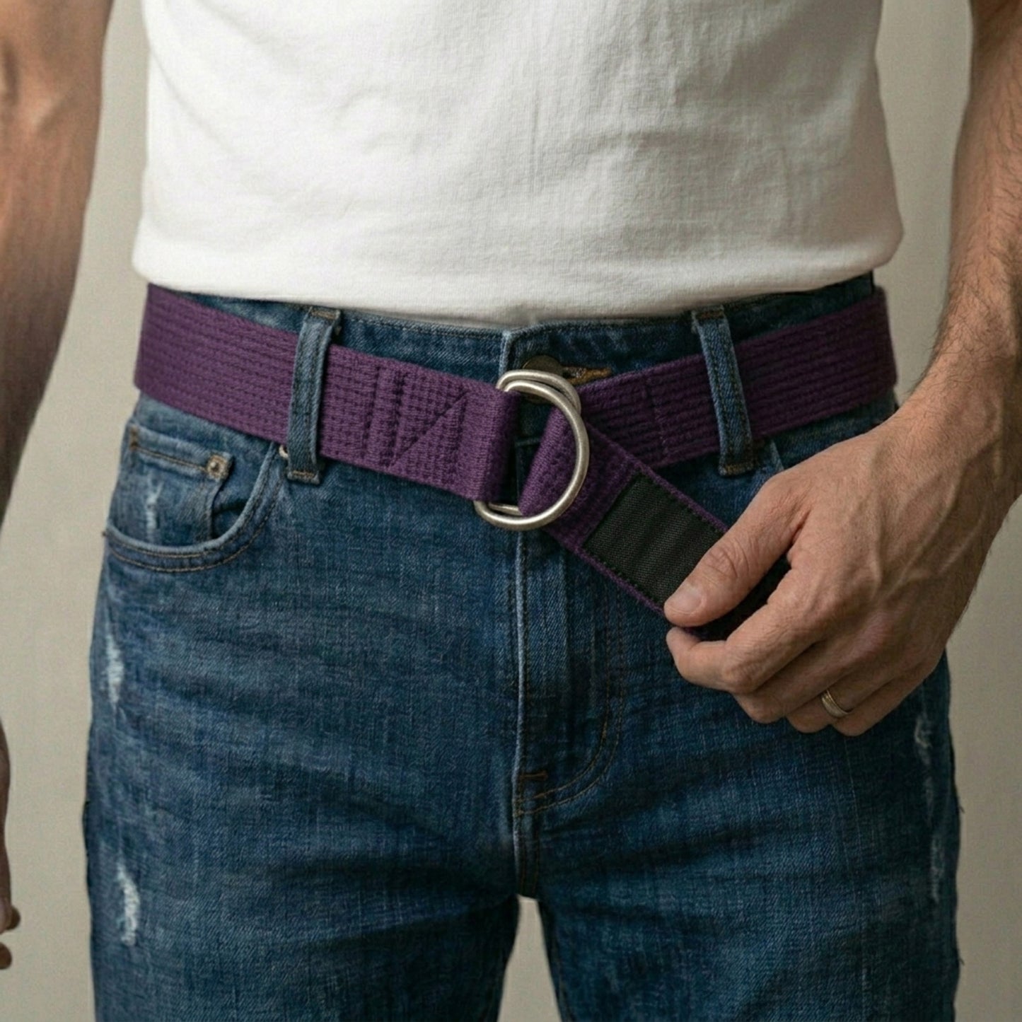 Jaguar Pro Gear Casual Canvas Belt – BJJ Rank Colors Adjustable D-Ring Belt for Men & Women