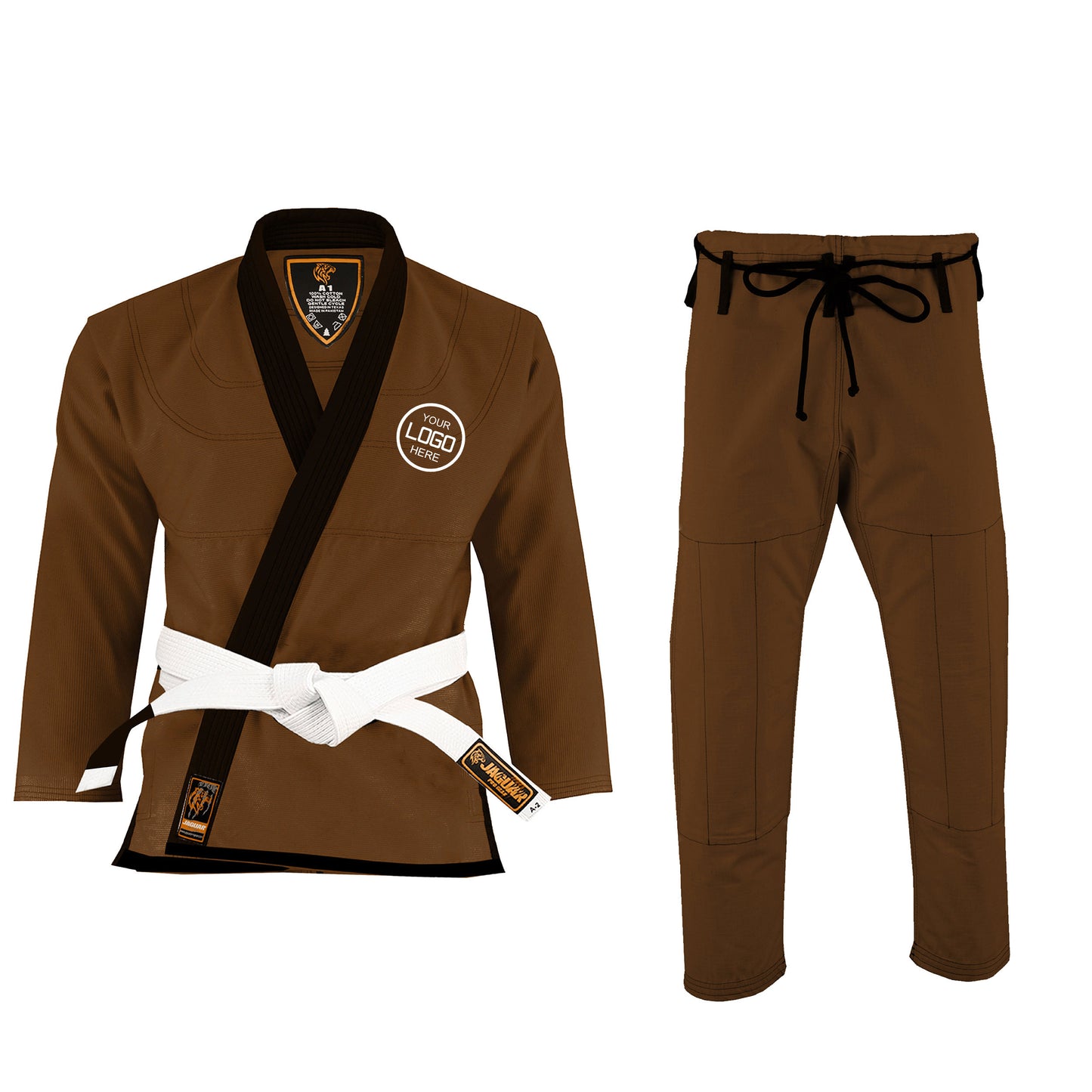 Jaguar Royal Series Brown- Custom Name & Logo Brazilian Jiu Jitsu BJJ Gi For Kids & Adults