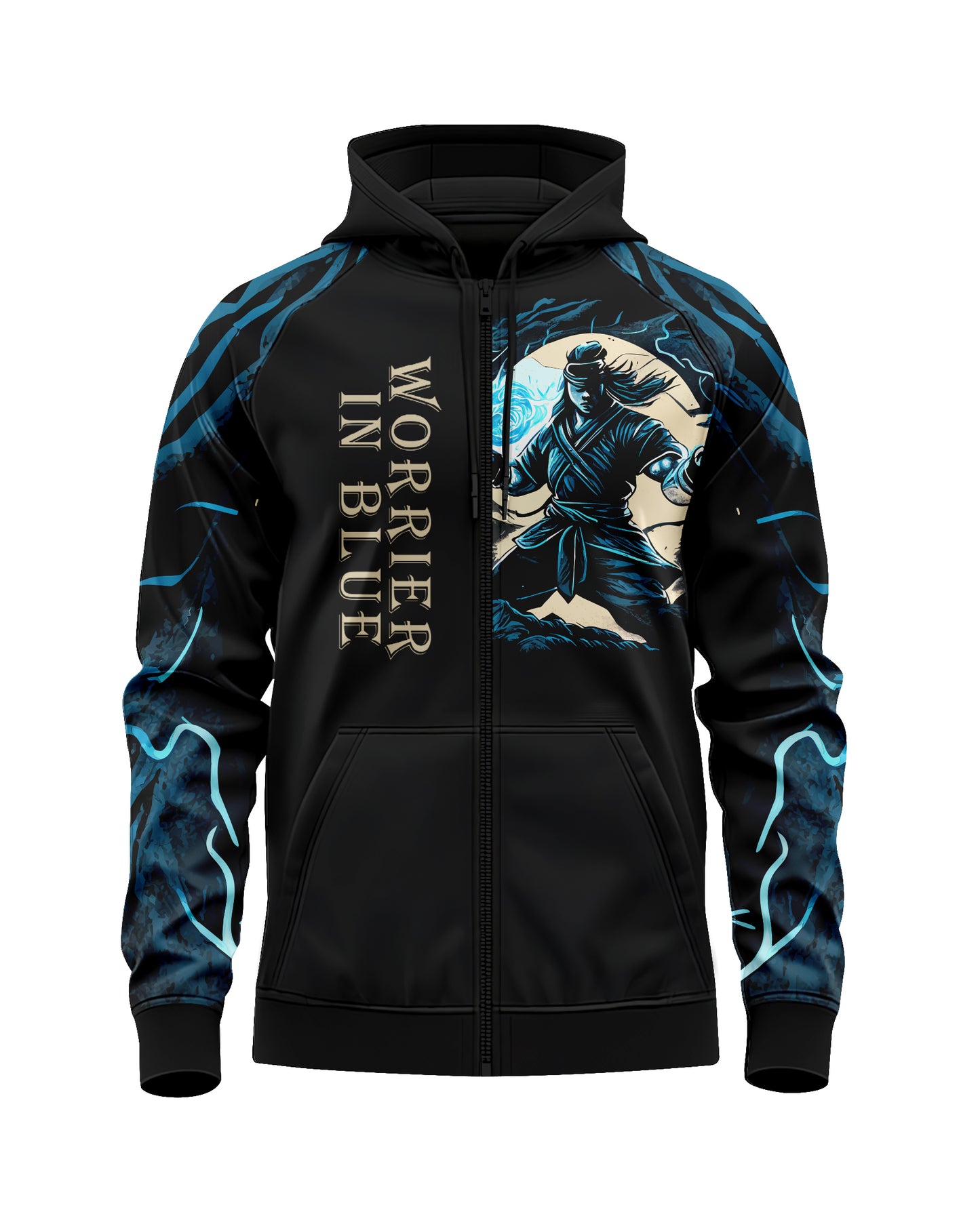 Jaguar Pro Gear –Worrier in Blue Zip Up Sublimated 3D Animation Hoodie | Unisex Kids & Adults