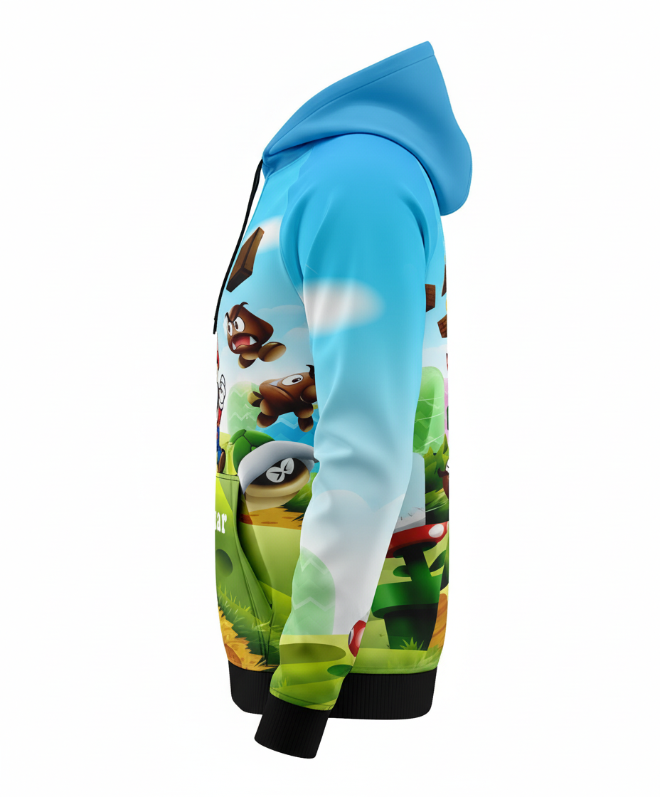 Jaguar Pro Gear – Mario Zip Up Sublimated 3D Animation Hoodie | Unisex Kids & Adults
