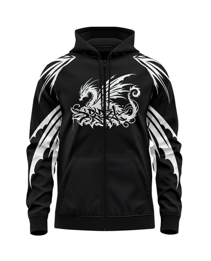 Jaguar Pro Gear – Tribal Dragon Zip Up Sublimated 3D Animation Hoodie | Unisex Kids & Adults