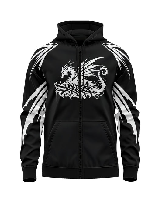 Jaguar Pro Gear – Tribal Dragon Zip Up Sublimated 3D Animation Hoodie | Unisex Kids & Adults