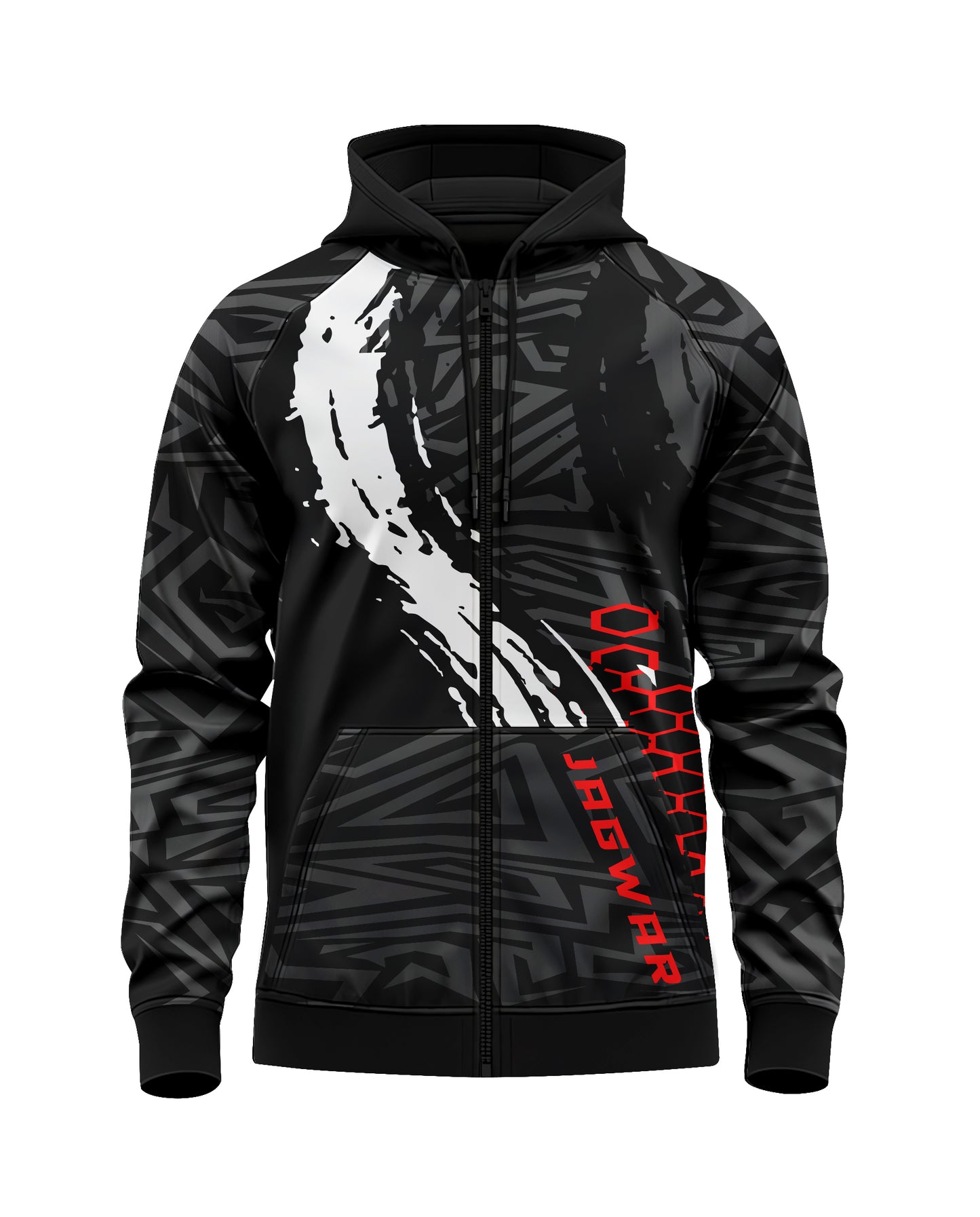 Jaguar Pro Gear – Hexagon Tech Zip Up Sublimated 3D Animation Hoodie | Unisex Kids & Adults