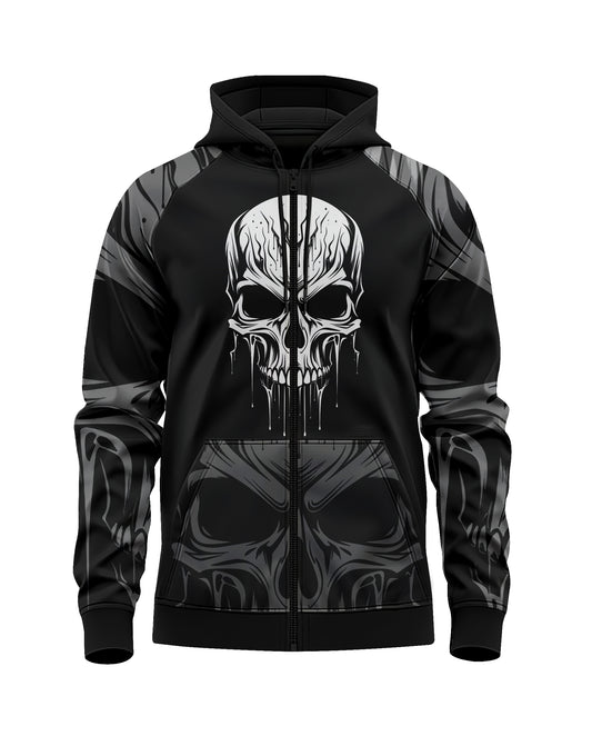 Jaguar Pro Gear –The Skull Zip Up Sublimated 3D Animation Hoodie | Unisex Kids & Adults