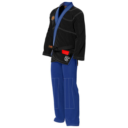 Black shirt blue trouser