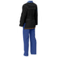 Black shirt blue trouser