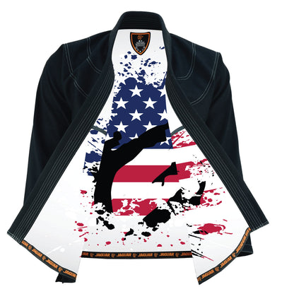 Jaguar Pro Gear - Patriotic US Flag Inner Sublimated - Pro Brazilian Jiu Jitsu BJJ Kimono Gi Uniform Unisex Pure Cotton