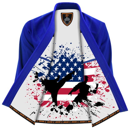 Jaguar Pro Gear - Patriotic US Flag Inner Sublimated - Pro Brazilian Jiu Jitsu BJJ Kimono Gi Uniform Unisex Pure Cotton