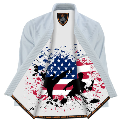 Jaguar Pro Gear - Patriotic US Flag Inner Sublimated - Pro Brazilian Jiu Jitsu BJJ Kimono Gi Uniform Unisex Pure Cotton